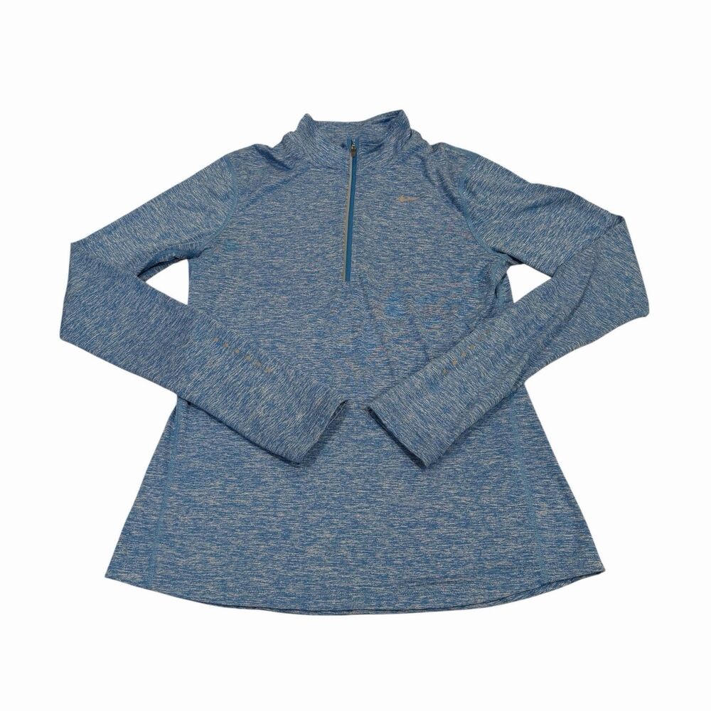 Nike Running 1/4 Zip Shirt Womens Blue Dri-Fit Blue Small Athletic Pullover